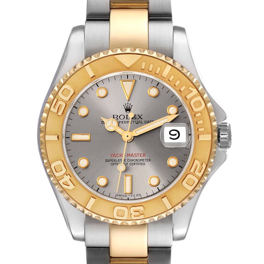 Rolex Yachtmaster 35 Midsize Steel Yellow Gold Slate Dial Mens Watch 68623 SwissWatchExpo