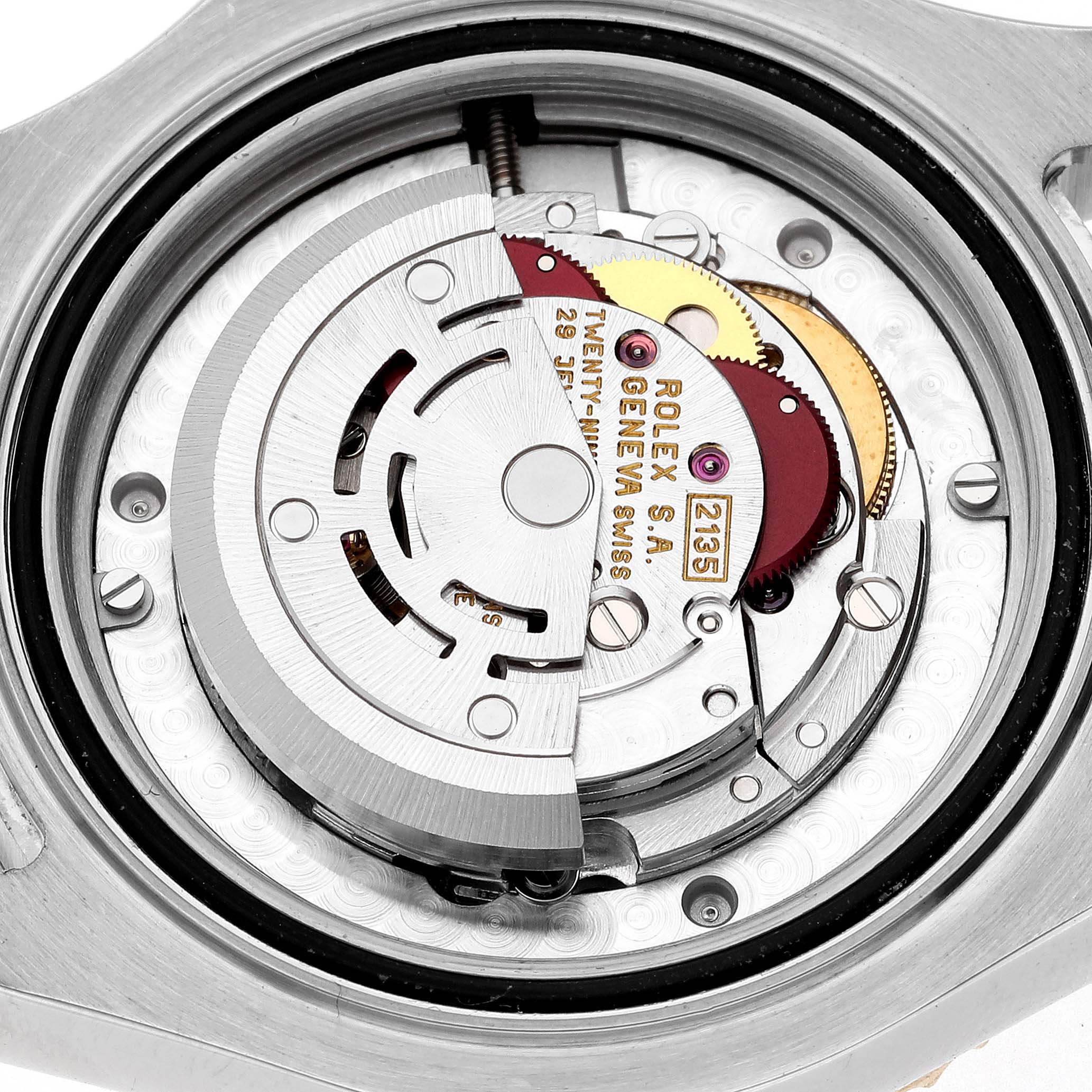 The image shows a close-up view of the internal movement mechanism of a Rolex Yacht-Master 68623 Men's Steel and Gold (two tone) Grey Dial 68623 Men's Steel and Gold (two tone) Grey Dial watch.