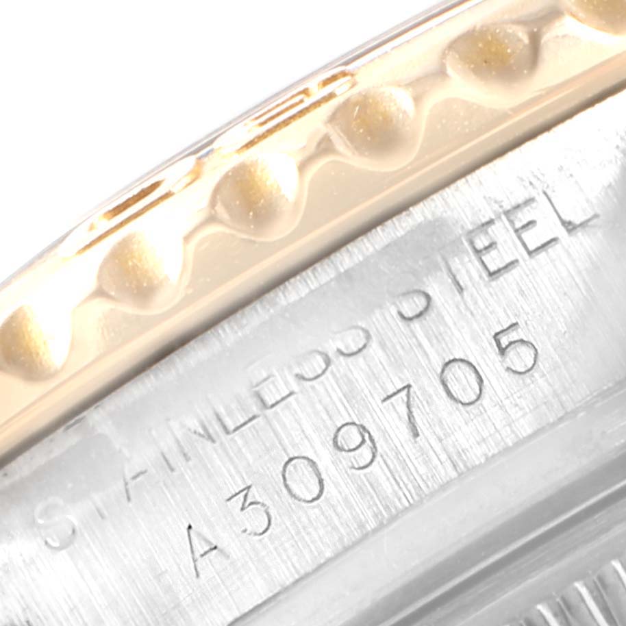 The image shows a close-up angle of the Rolex Yacht-Master 169623 Women's Steel and Gold (two tone) Grey Dial 169623 Women's Steel and Gold (two tone) Grey Dial watch, focusing on the stainless steel case and part of the bezel.