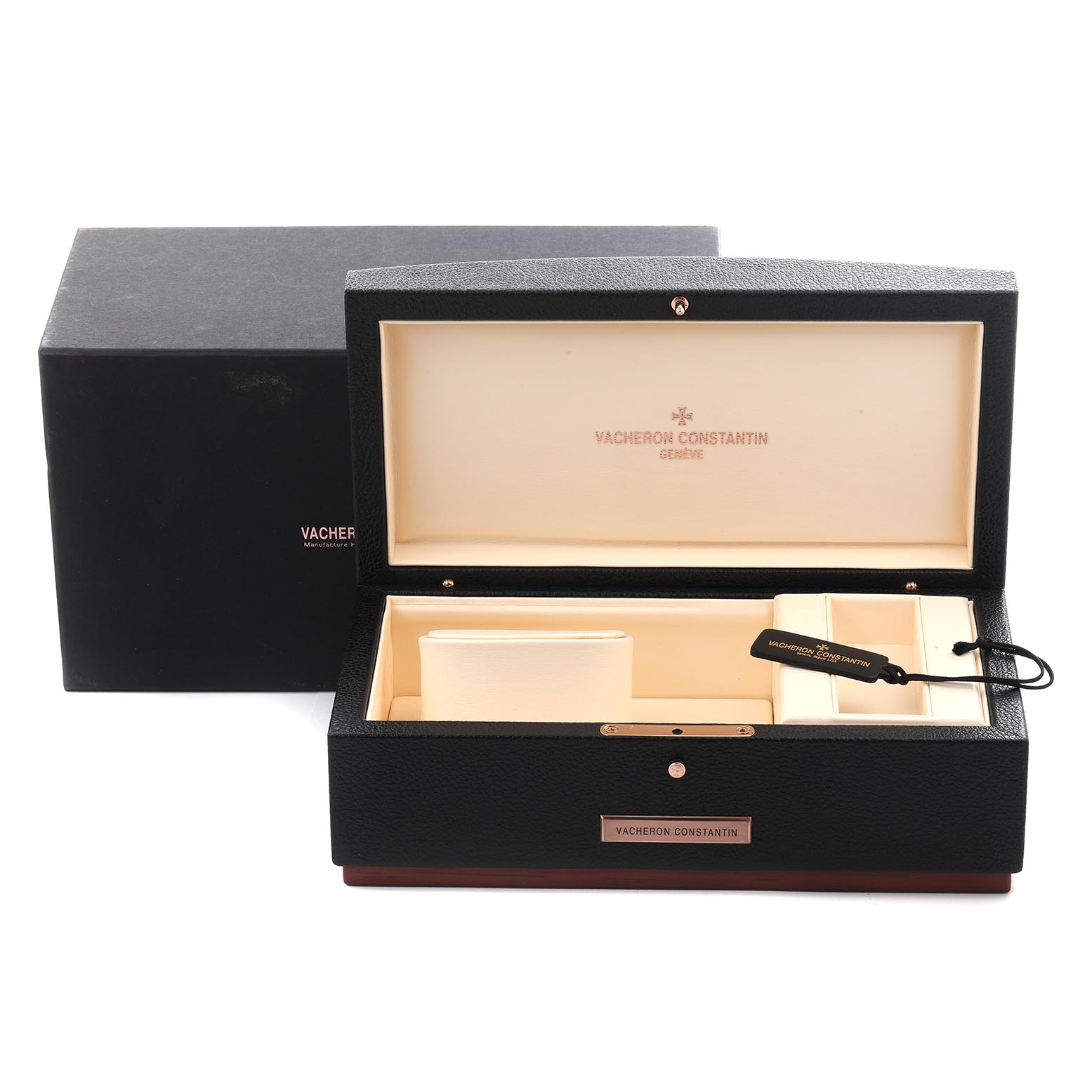 The image shows an open presentation box for the Royal Eagle by Vacheron Constantin, displaying branded interior and tag.