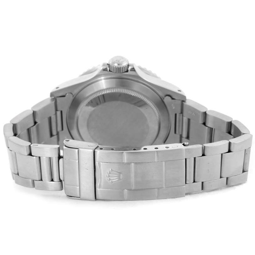 This image shows the backside and clasp of the Rolex Submariner 168000 Men
s Stainless Steel Black Dial 168000 Men
s Stainless Steel Black Dial model watch.