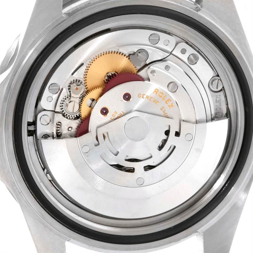 This image shows the rear view of the Rolex Submariner 16610LV Men
s Stainless Steel Black Dial 16610LV Men
s Stainless Steel Black Dial watch, displaying the intricate internal movement components.