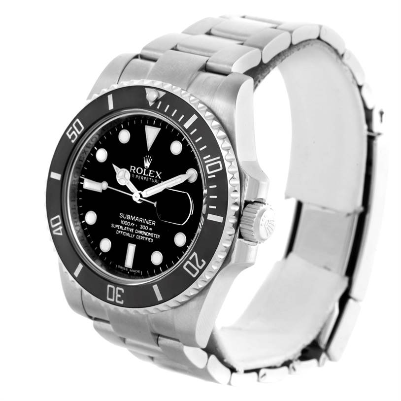 This image shows a Rolex Submariner 116610 Men
s Stainless Steel Black Dial 116610 Men
s Stainless Steel Black Dial watch at a slight angle, highlighting its face, bezel, crown, and stainless steel bracelet.