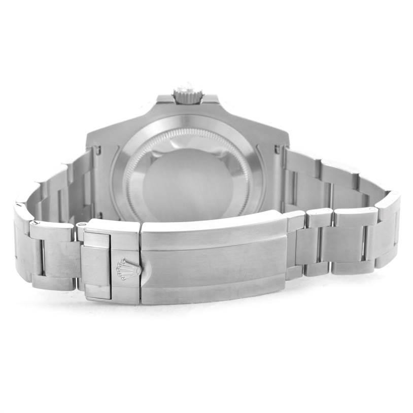 The image shows the case back and bracelet clasp of a Rolex Submariner 116610 Men
s Stainless Steel Black Dial 116610 Men
s Stainless Steel Black Dial watch, viewed from the back.