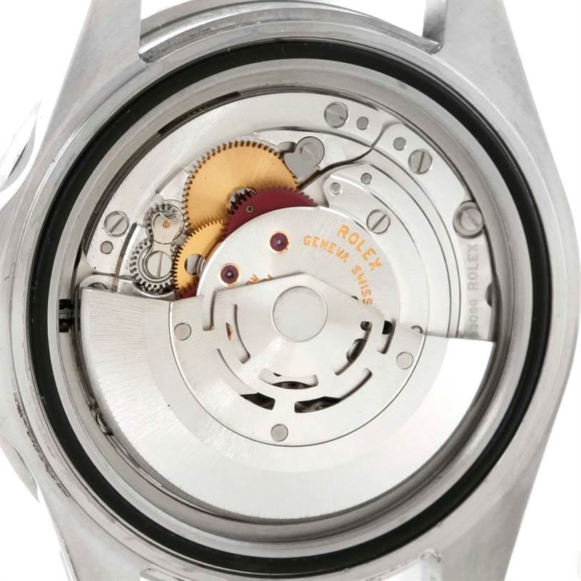 This image shows the internal movement mechanism of a Rolex Submariner 16610LV Men
s Stainless Steel Black Dial 16610LV Men
s Stainless Steel Black Dial watch from the rear angle.