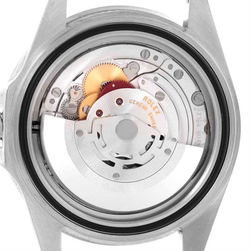 This image shows the internal mechanism of a Rolex Submariner 16610 Men
s Stainless Steel Black Dial 16610 Men
s Stainless Steel Black Dial watch, viewed from the back.