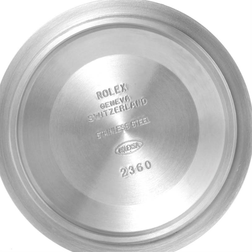 The image shows the interior case back of a Rolex Submariner 116610 Men
s Stainless Steel Black Dial 116610 Men
s Stainless Steel Black Dial watch, indicating it is made of stainless steel.