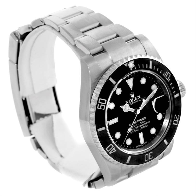 The image shows a side angle view of a Rolex Submariner 116610 Men
s Stainless Steel Black Dial 116610 Men
s Stainless Steel Black Dial watch, highlighting the bracelet, case, bezel, and dial.