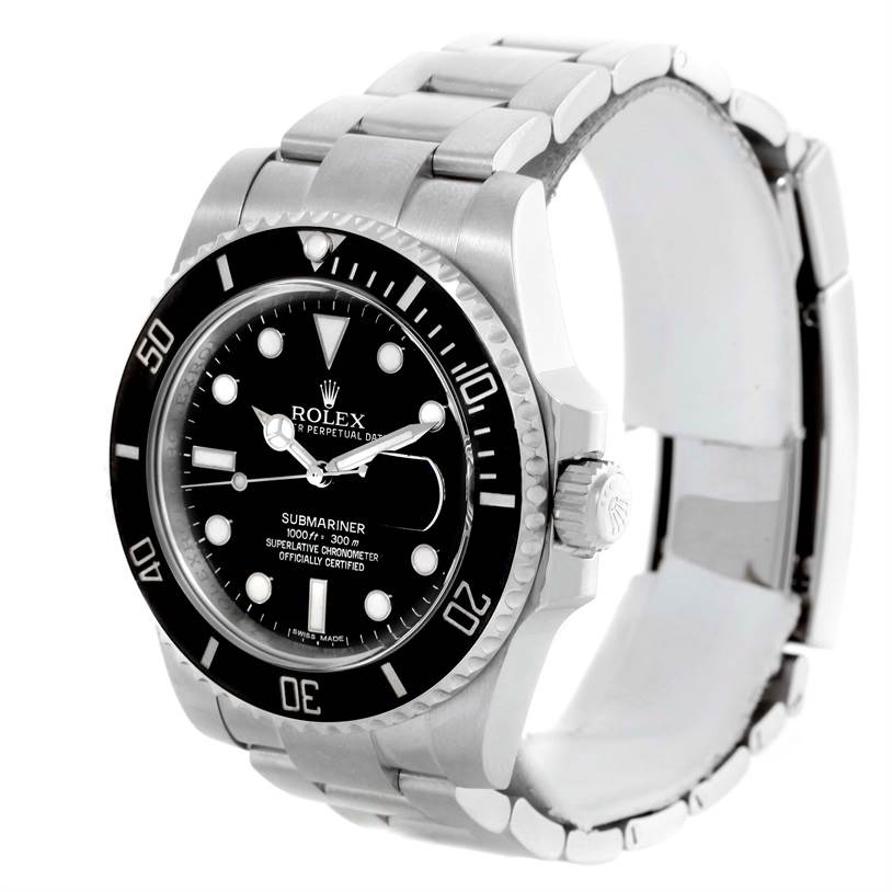 This image shows a Rolex Submariner 116610 Men
s Stainless Steel Black Dial 116610 Men
s Stainless Steel Black Dial watch at a three-quarter angle, displaying the watch face, crown, and bracelet.