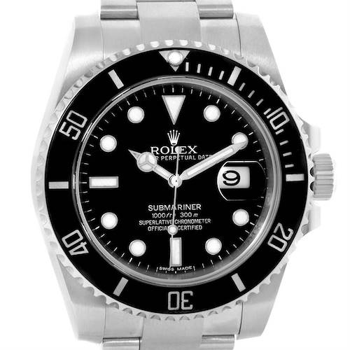 Photo of Rolex Submariner Mens Steel Date Ceramic Bezel Watch 116610