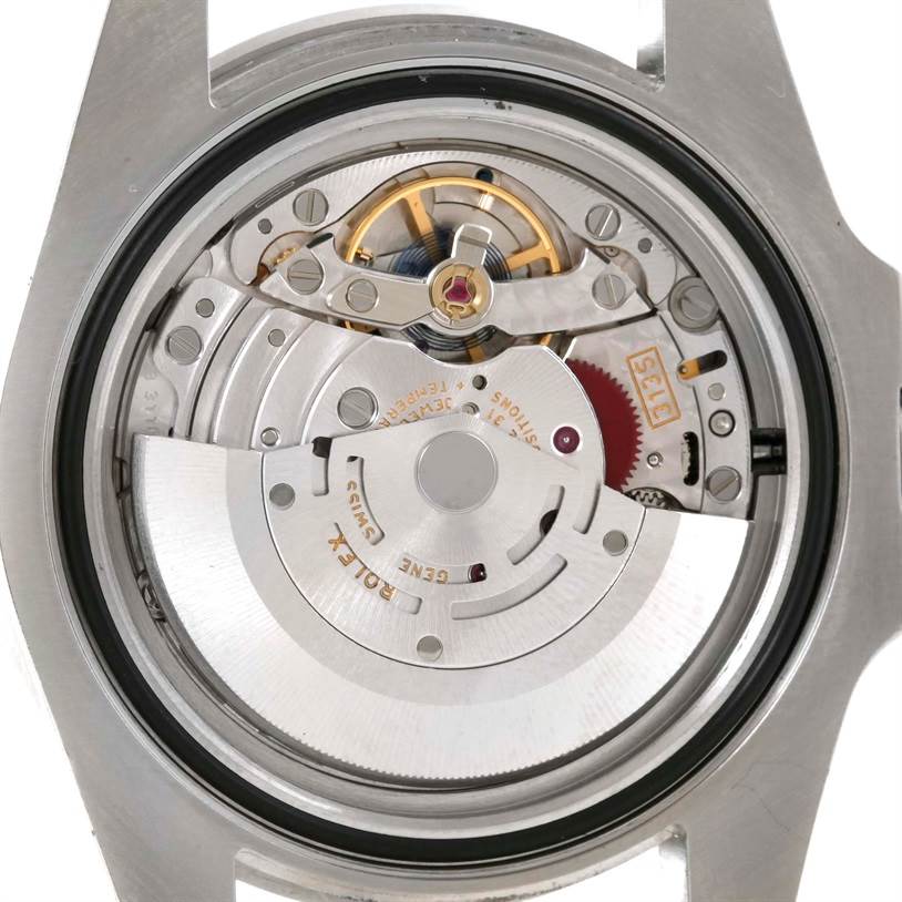 The image shows the internal movement mechanism of a Rolex Submariner 116610 Men
s Stainless Steel Black Dial 116610 Men
s Stainless Steel Black Dial watch, viewed from the back cover.