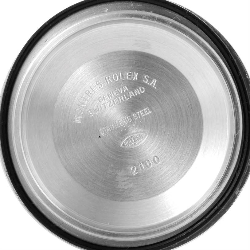 This image shows the inside case back of a Rolex Submariner 16610 Men
s Stainless Steel Black Dial 16610 Men
s Stainless Steel Black Dial watch, highlighting engravings and material details.