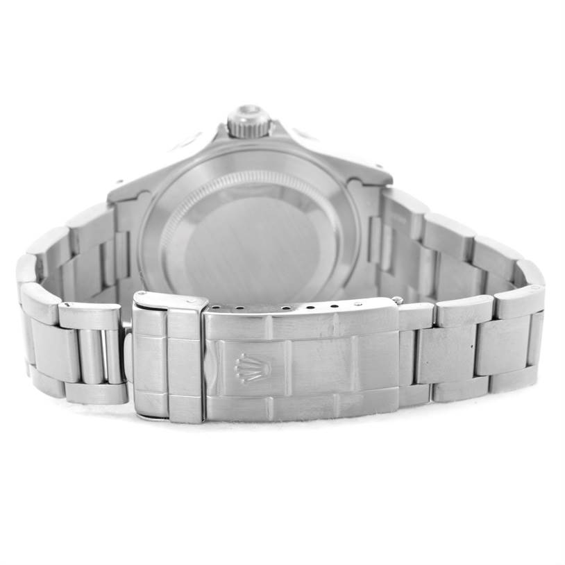 The image shows the back view of a Rolex Submariner 14060 Men
s Stainless Steel Black Dial 14060 Men
s Stainless Steel Black Dial watch, highlighting the clasp, bracelet, and case back.