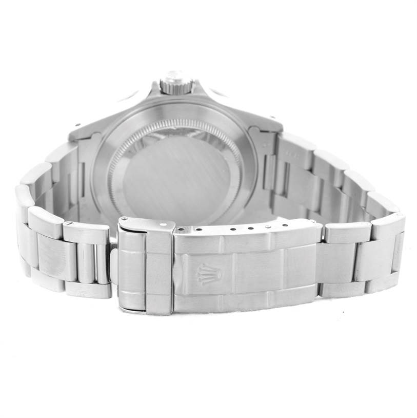 This image shows the back view of a Rolex Submariner 14060 Men
s Black Dial 14060 Men
s Black Dial watch, highlighting the bracelet and clasp.