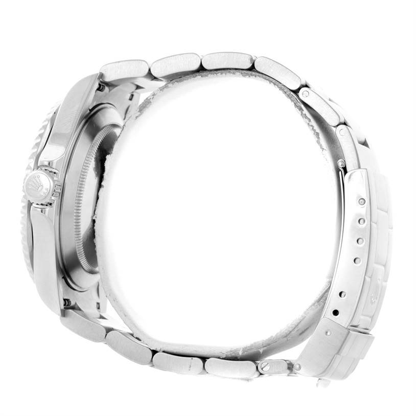 The image shows a side view of the Rolex Submariner 16610 Men's Stainless Steel Black Dial 16610 Men's Stainless Steel Black Dial watch, focusing on its bracelet, clasp, and case.