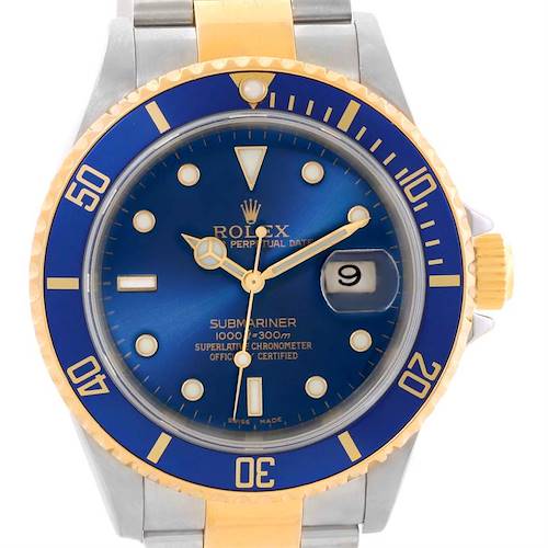 Photo of Rolex Submariner Two Tone Blue Dial Watch 16613 Year 2005