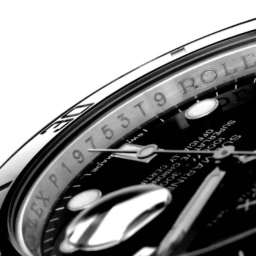 The image shows a close-up angle of the dial and rehaut of a Rolex Submariner 116610 Men
s Stainless Steel Black Dial 116610 Men
s Stainless Steel Black Dial watch.