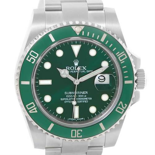 Photo of Rolex Submariner Green Dial Ceramic Bezel Watch 116610LV Box Papers
