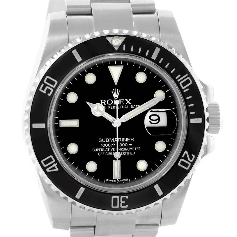 Rolex Submariner Mens Steel Ceramic Bezel Black Dial Watch 116610 ...
