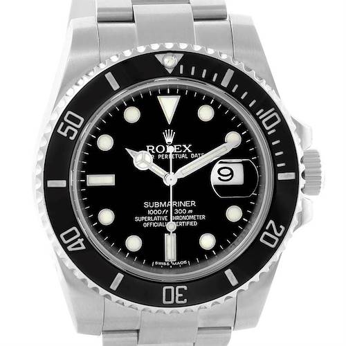 Photo of Rolex Submariner Mens Steel Ceramic Bezel Black Dial Watch 116610