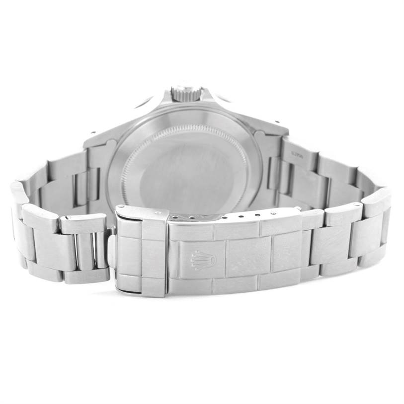 The image shows the back and clasp of a Rolex Submariner 14060 Men
s Stainless Steel Black Dial 14060 Men
s Stainless Steel Black Dial watch, viewed from behind.