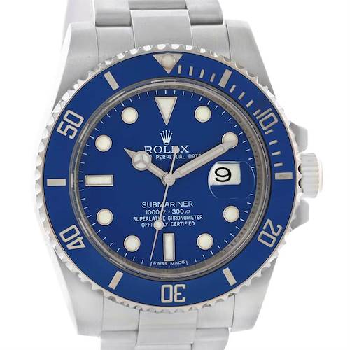 Photo of Rolex Submariner 18K White Gold Blue Dial Ceramic Bezel Watch 116619LB