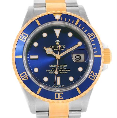 Photo of Rolex Submariner Steel Yellow Gold Blue Dial Watch 16613 Year 2006