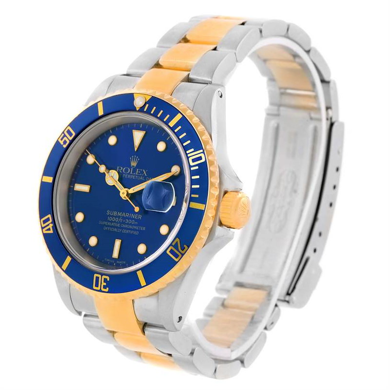 Rolex Submariner Steel Yellow Gold Blue Dial Watch 16613 Year 2001 SwissWatchExpo
