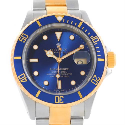 Photo of Rolex Submariner Steel Yellow Gold Blue Dial Watch 16613 Year 2001