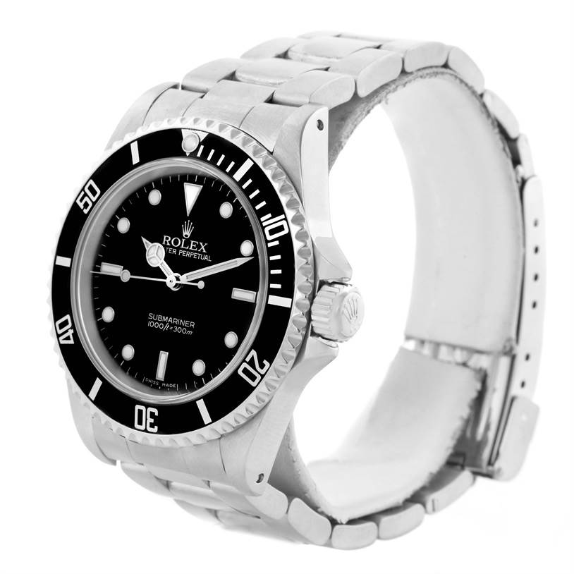 The image shows a Rolex Submariner 14060 Men
s Stainless Steel Black Dial 14060 Men
s Stainless Steel Black Dial watch from a front angle, highlighting the bezel, crown, dial, and bracelet.