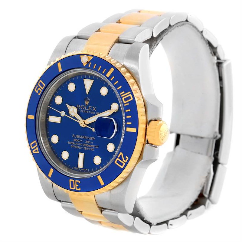 Rolex Submariner Steel 18K Yellow Gold Blue Dial Watch 116613 SwissWatchExpo