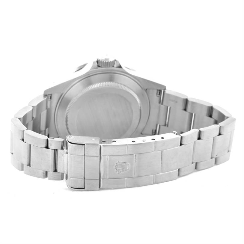 This image shows the backside and bracelet clasp of a Rolex Submariner 16610LV Men
s Stainless Steel Black Dial 16610LV Men
s Stainless Steel Black Dial watch.