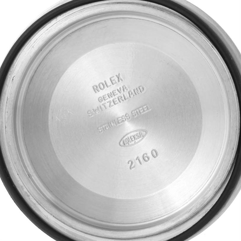 This image shows the inside of the case back of a Rolex Submariner 16610LV Men
s Stainless Steel Black Dial 16610LV Men
s Stainless Steel Black Dial watch.