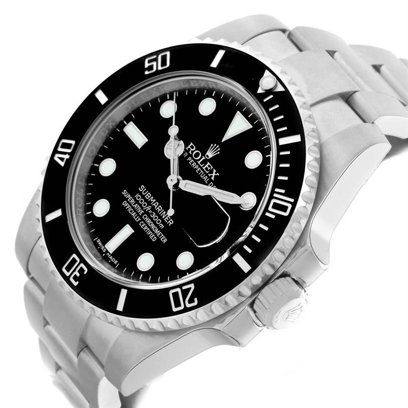The image shows a Rolex Submariner 116610 Men
s Stainless Steel Black Dial 116610 Men
s Stainless Steel Black Dial watch at a three-quarter angle, highlighting its face, bezel, and part of the bracelet.