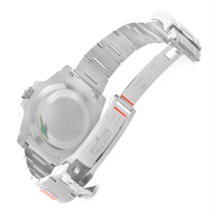 This image shows the back and the clasp of a Rolex Submariner 116610 Men
s Stainless Steel Black Dial 116610 Men
s Stainless Steel Black Dial watch from an angled side view.