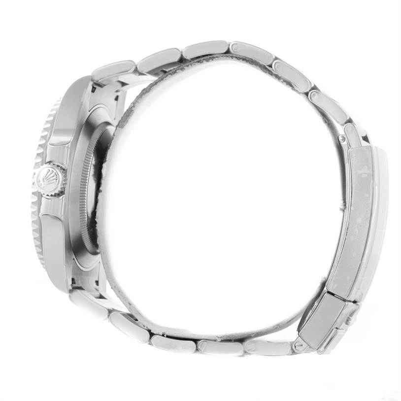 This image shows a side profile of a Rolex Submariner 116610 Men
s Stainless Steel Black Dial 116610 Men
s Stainless Steel Black Dial watch, highlighting the case, bracelet, and crown.