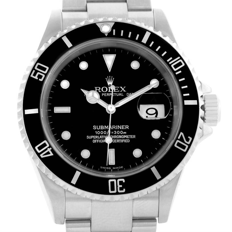 Rolex Submariner Mens Stainless Steel Black Dial Watch 16610 ...