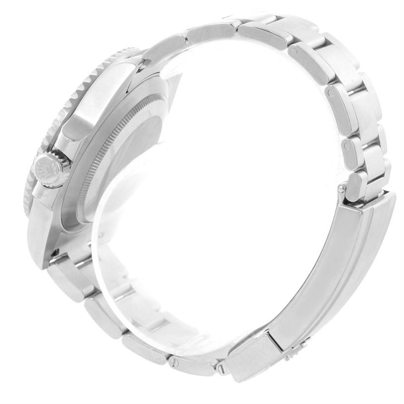 The image shows a side view of a Rolex Submariner 116610LN Men
s Stainless Steel Black Dial 116610LN Men
s Stainless Steel Black Dial watch, highlighting the crown, case, and metal bracelet.