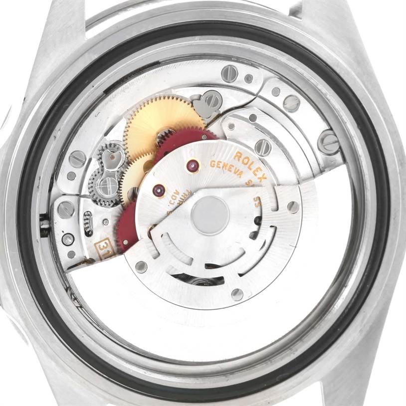 This image shows the internal mechanical movement of a Rolex Submariner 14060 Men
s Stainless Steel Black Dial 14060 Men
s Stainless Steel Black Dial watch, viewed from the back case.