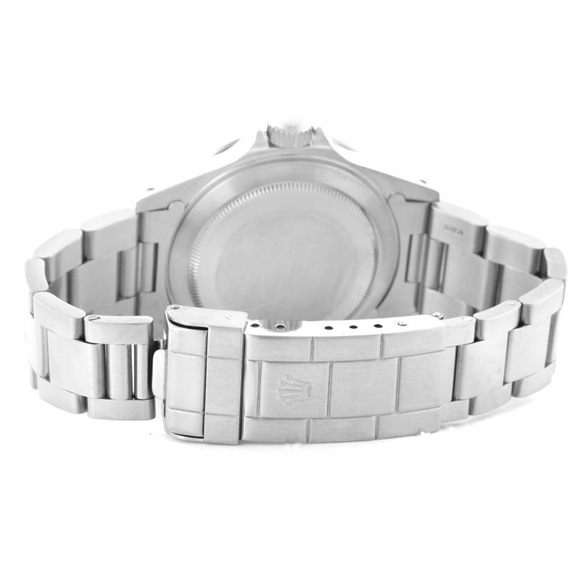 This image shows the back case and clasp of a Rolex Submariner 14060 Men
s Stainless Steel Black Dial 14060 Men
s Stainless Steel Black Dial watch, viewed from the rear.