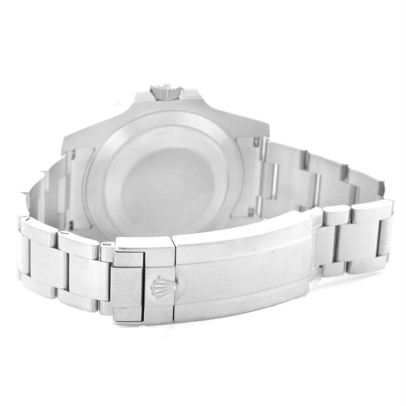 This image shows the case back and clasp of a Rolex Submariner 116610LN Men
s Stainless Steel Black Dial 116610LN Men
s Stainless Steel Black Dial watch from a rear angle.