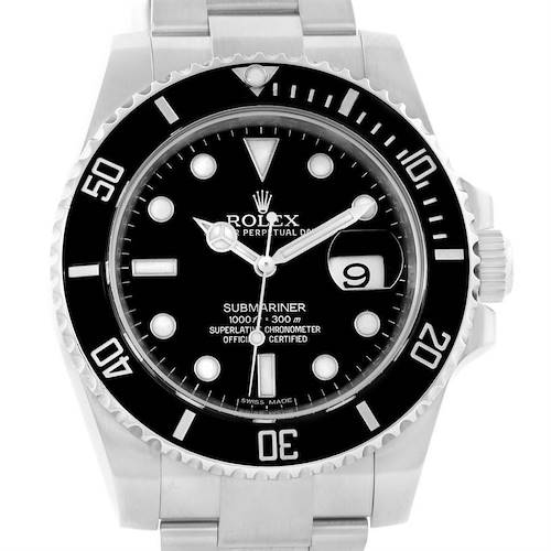 Photo of Rolex Submariner Mens Steel Ceramic Bezel Black Dial Watch 116610