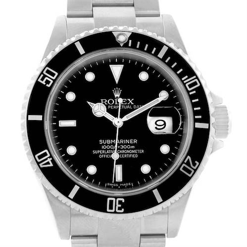 Photo of Rolex Submariner Mens Stainless Steel Black Dial Watch 16610 Box Papers