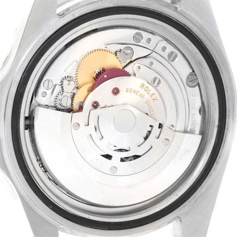 This image shows the internal mechanics of a Rolex Submariner 16610LV Men
s Stainless Steel Black Dial 16610LV Men
s Stainless Steel Black Dial watch from a back angle.