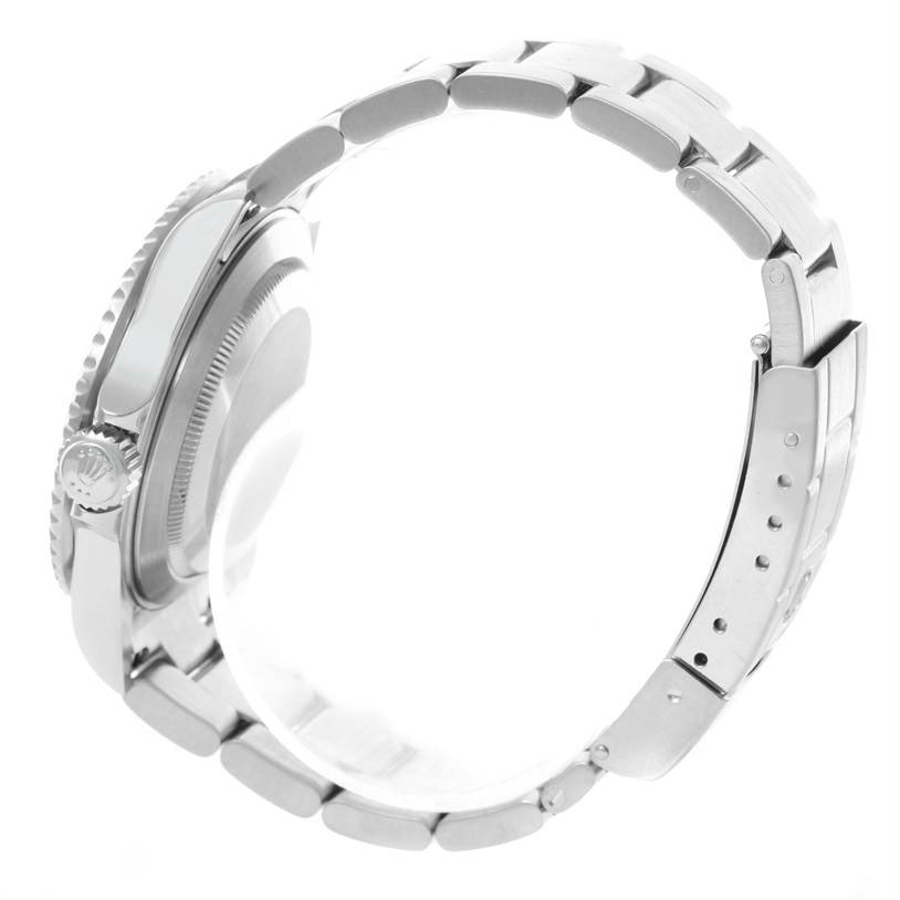 The image shows a side view of the Rolex Submariner 16610LV Men
s Stainless Steel Black Dial 16610LV Men
s Stainless Steel Black Dial watch, displaying the crown, case, and bracelet.