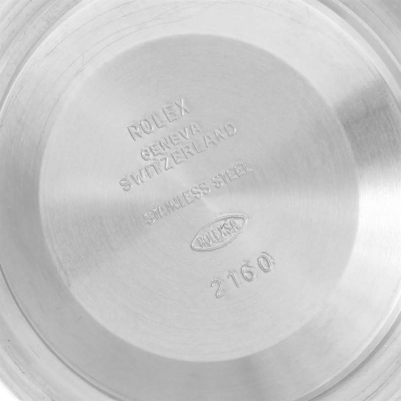 This image shows the engraved inner case back of a Rolex Submariner 16610LV Men
s Stainless Steel Black Dial 16610LV Men
s Stainless Steel Black Dial watch.