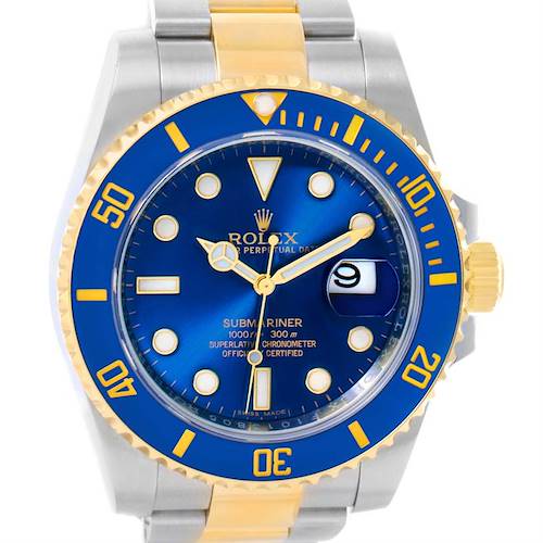 Photo of Rolex Submariner Steel 18K Yellow Gold Blue Dial Watch 116613