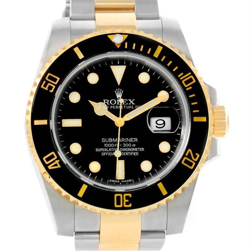 Rolex Submariner Steel 18K Yellow Gold Black Dial Watch 116613 SwissWatchExpo