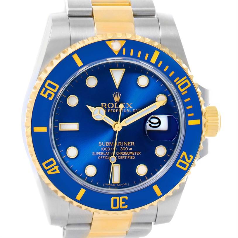 Rolex Submariner Steel 18K Yellow Gold Blue Dial Watch 116613 ...