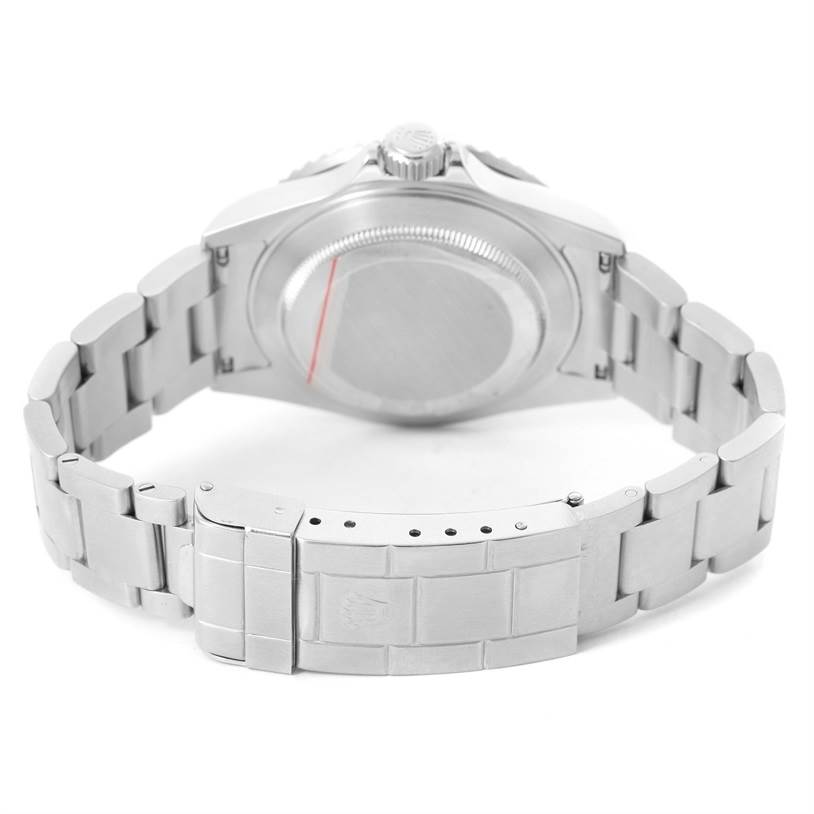 The image shows the back case, crown, and bracelet of a Rolex Submariner 16610 Men
s Stainless Steel Black Dial 16610 Men
s Stainless Steel Black Dial watch from a rear angle.